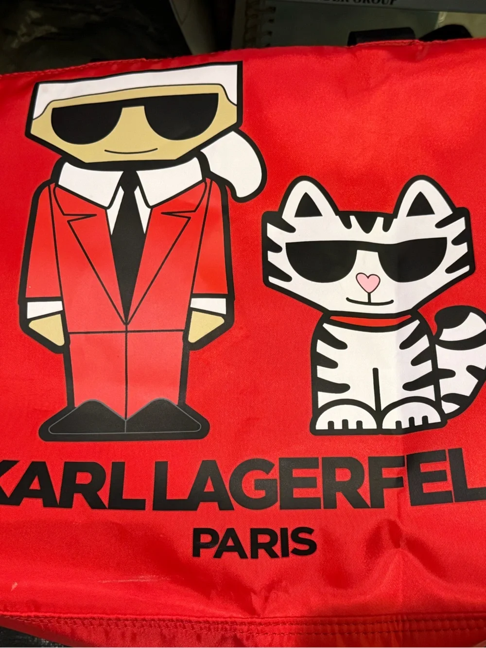 Karl Lagerfeld Paris Amour Tote Red/Black/Multi 14.75” x 14.25” x 6” +Strap NWOT